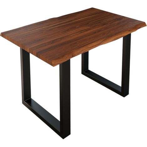 Esstisch Baumkante massiv Akazie nougat 120 x 80 cm schwarz LAUREN