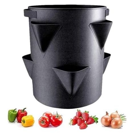Erdbeerpflanzgefäß, 7-Gallonen-Topf, 6-Taschen-Pflanzbeutel, tragbar, geeignet für den Innen- und Außenbereich (1/5)