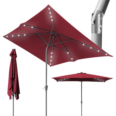 SWANEW 210 x 140 cm ombrelloni da balcone ombrellone rettangolare inclinabile regolabile in altezza con manovella in ferro,Rosso (1/4)