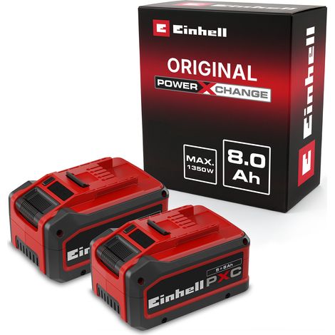 Original Einhell Akku-Twinpack PXC+ 18 V 5-8 Ah MULTI (2 Akkus im Set, 1350 W, Power X-Change, Li-Ion, Multi-Ah, Plus-Technologie, ABS, LED-Anzeige, ohne Ladegerät)