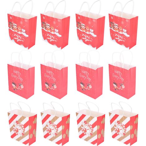 12 Sacs Cadeaux Thème Nouvel An Épais Solides Durables Écologiques Couleurs Vives Riche Lot de Fêtes (1/5)