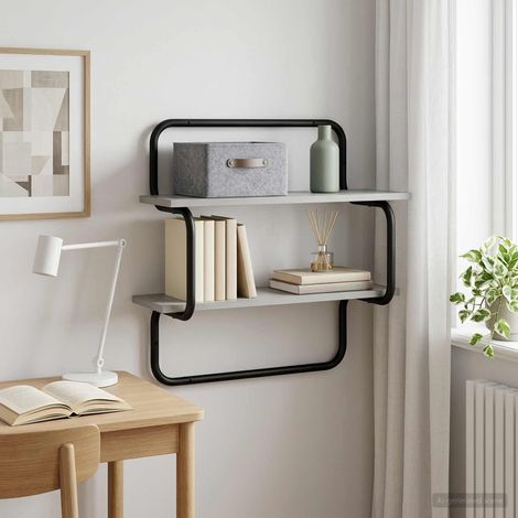 vidaXL Estante de pared de 2 niveles Sonoma gris 40 x 24,5 x 61 cm (1/5)
