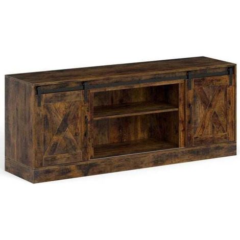 Meuble TV 150 cm pour téléviseur jusqu'à 70 pouces, centre multimédia avec portes coulissantes (1/5)