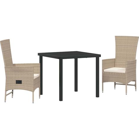 Ensemble de salle à manger pour jardin 3 pcs,Salon de jardin Beige polyrotin CFW93921 (1/5)