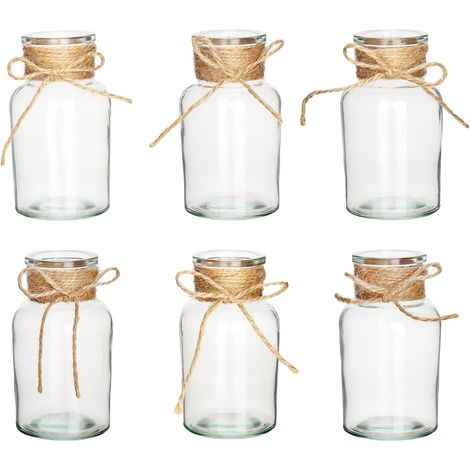Ensemble de 6 mini vases verre vintage ronds, bouteilles miniatures pour mariage (1/5)