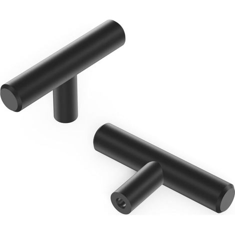 Hardware Lot de 2 poignées de collection en T 6,0 x 1,2 cm, finition noire mate (1/5)