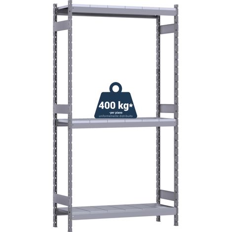 scaffale 3 ripiani in metallo grima "kompos" grigio portata 1200 kg 186x60x240 cm (1/4)