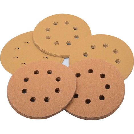 5 pièces 8 trous papier de verre ponçage crochet et boucle disques tampons 80 grains disques de ponçage disques de ponceuse orbitale (1/5)