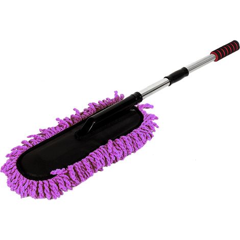 Brosse de nettoyage pour voiture, dépoussiéreur pour vitres, manche télescopique en acier inoxydable, outil de dépoussiérage (violet) (1/5)