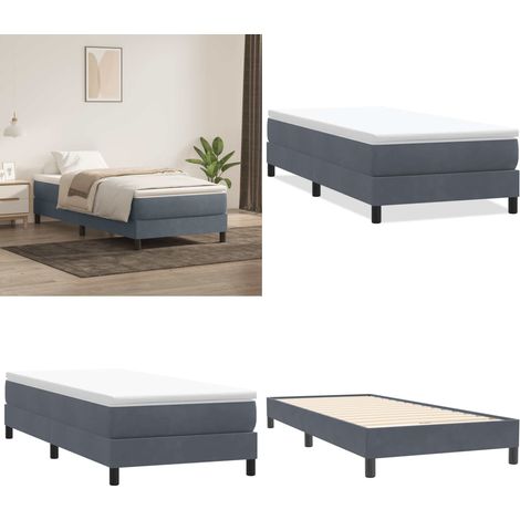 vidaXL Boxspringbett ohne Matratze Dunkelgrau 90x220 cm Samt (1/5)