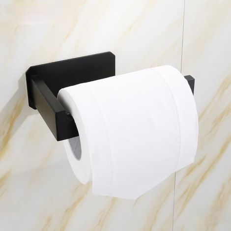 Toilettenpapierhalter, selbstklebender Toilettenpapierrollenhalter aus Edelstahl für Küche und Bad – Schwarz (1/4)