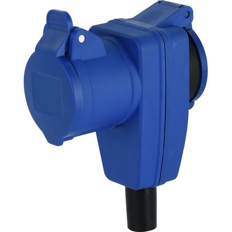 Prise électrique angulaire filaire, Double 2 Prises IP44 (CEE 2P+T + Schuko) Convient pour camping-car, camping, caravane, bateau, chantier, Outdoor (1/5)
