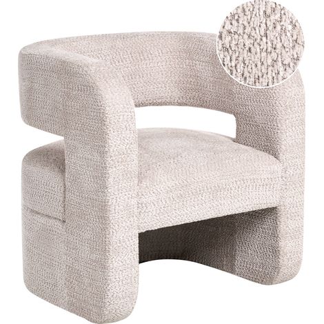 Sillón moderno con tapizado de chenilla reposabrazos asiento ancho sala de estar beige Vidsel (1/5)
