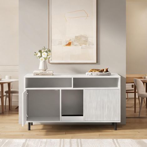 Meuble toilette chat 120 cm avec tapis anti-litière en MDF (1/5)