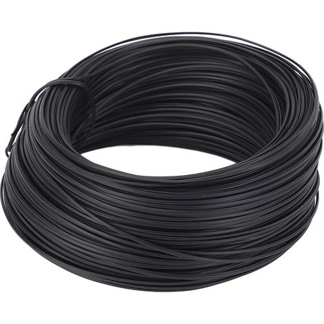 Fil d'armature plat 0,55 mm, longueur 85 m, en fer galvanisé et PVC noir.