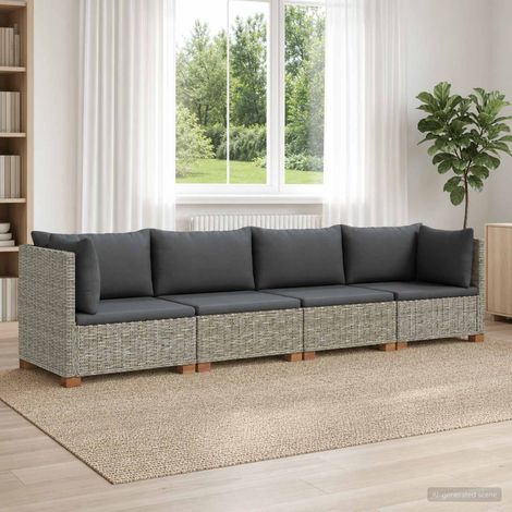 vidaXL 4 uds. Conjunto de Lounge de Ratan con Cojines GENDT Gris Kubu (1/5)