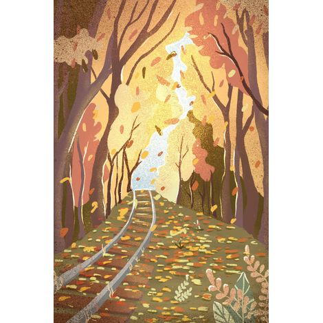 Tableau sur toile illustration parc automnal 30x45 cm - Impression sur Toile Murale Décorative - Image imprimée en HD sur Toile - Toile sur Châssis en Bois FSC - Fabriqué en France (1/5)