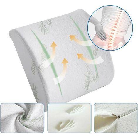 Orthopädisches anatomisches Kissen aus Memory-Schaum mit Bambusfasern zur Lendenunterstützung.