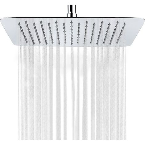NALOOKAMIC Pommeau de douche, douchette ultra-mince, pommeau de douche carré en acier inoxydable 304 avec buse en silicone, accessoires de salle de bain, économie d'eau haute pression (25CM) 1pc (1/5)