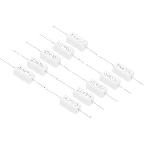 Resistencias de 47 ohmios, 10 unidades, resistencia de cemento cerámico de 5 W para adaptadores de corriente, audio, computadora, TV, placa de circuito impreso (1/4)