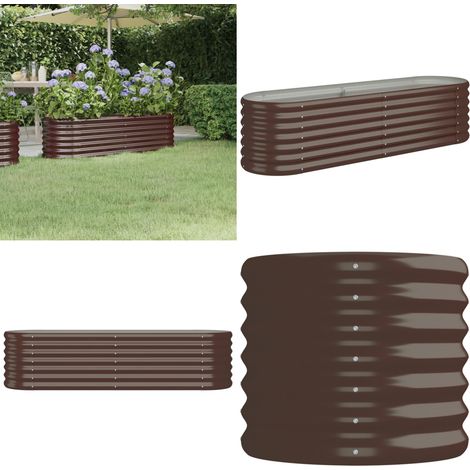 Lit surélevé de jardin Acier enduit de poudre marron - Jardinière Surélevée - Bac À Fleurs - Pot De Fleurs Extérieur - Décoration Jardin - Balcon - Home & Living (1/5)