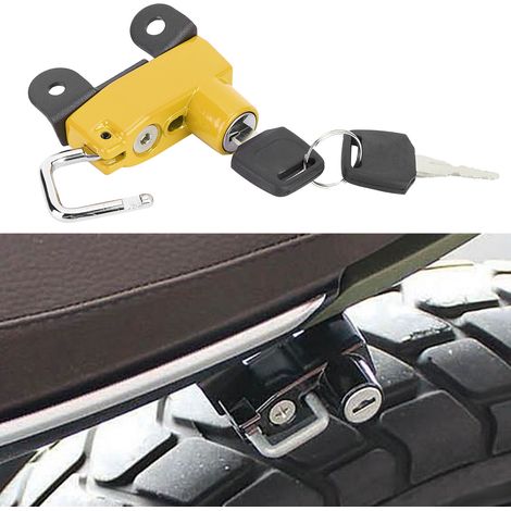 Crochet antivol pour casque compatible avec les modèles Ducati Scrambler 400/800 (2015+) - Modification moto (Jaune) (1/5)