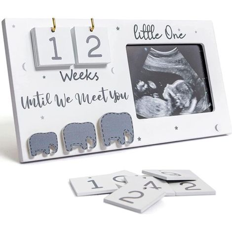 Ultraschall-Fotorahmen, Ultraschall-Fotorahmen mit Countdown der Babywochen, Schwangerschaftsgeschenk für werdende Eltern, Glückwunsch, unverzichtbares Accessoire für Schwangere, Babyankündigung (1/4)