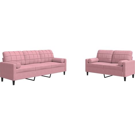 Maison Exclusive - Set di Divani 2 pz con Cuscini e Rinforzi rosa in Velluto