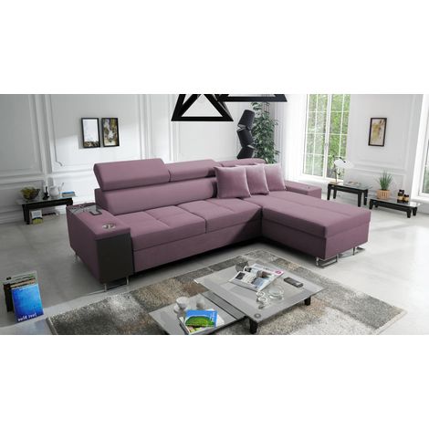 Bequemes Ecksofa mit Schlaffunktion MORENA I MAXI Uttario Velvet Violett Rechts (1/5)