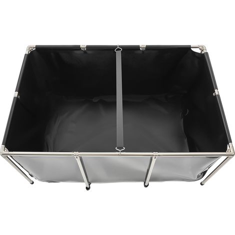 Mophorn Estanque de lona rectangular de PVC con capacidad de 1023,3 L, panel transparente para visualización,estructura de acero inoxidable y válvula de drenaje,dimensiones 150x100x70 cm, color negro