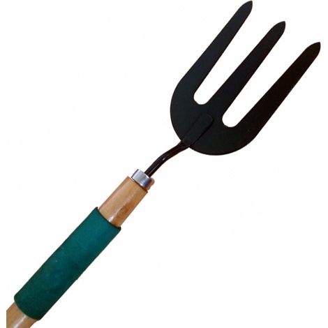 TrAdE Shop Traesio - Forchetta In Acciaio Manico Legno E Gomma Raccogli Terra Giardinaggio Giardino -