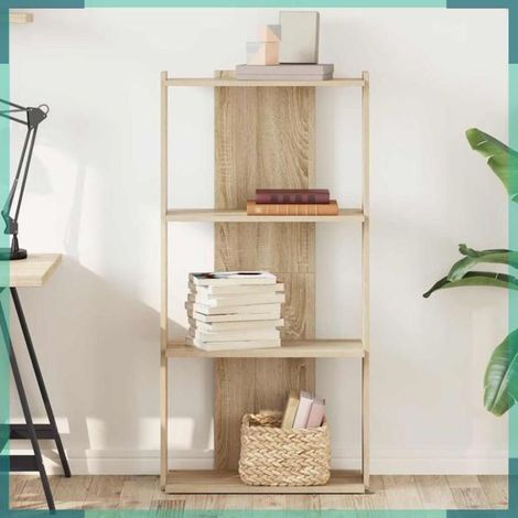 Bibliothèque - 860267 - chêne sonoma - 3 niveaux - 60 x 30 x 120 cm (1/5)