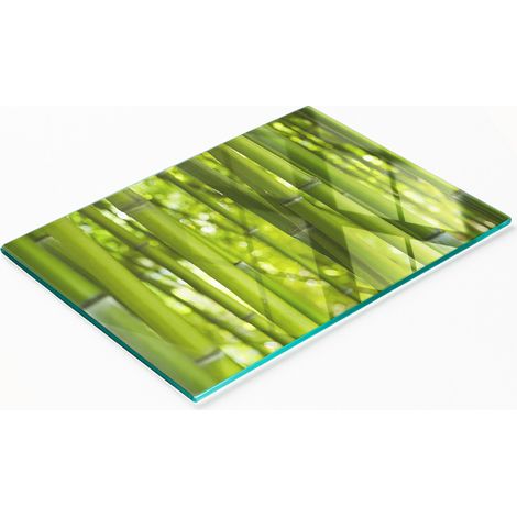 Tabla de cortar y servir decorativa de vidrio y bambú de 80x52 cm (1/5)