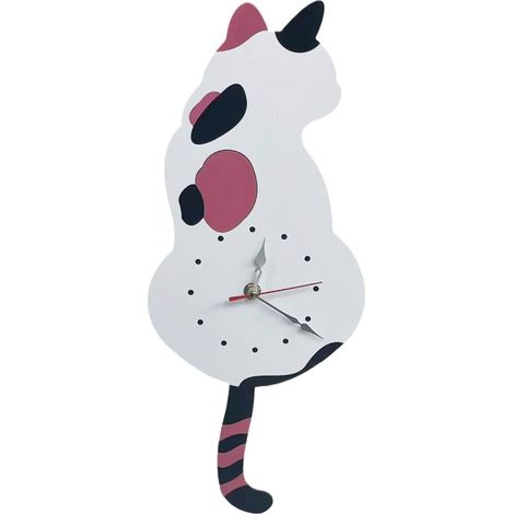 Horloge Murale Esthétique Décoration Maison Multifonctionnelle Décoration  Horloge murale chat avec queue balancée pour chambre Appartement Salon Cuisine (1/5)