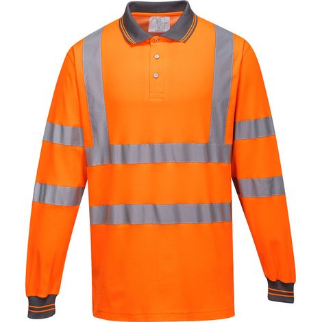 Polo aus Baumwolle mit langen Ärmeln Farbe: Orange Größe L - Portwest