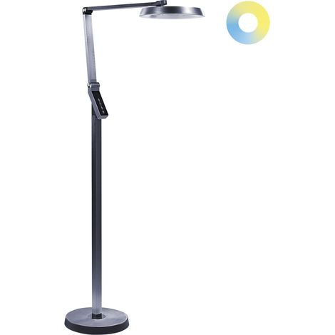 Lámpara de pie LED gris oscuro 170 cm material sintético altura regulable Carina