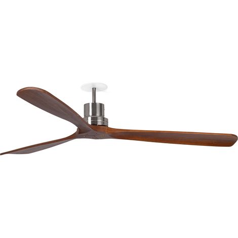 FARO Ventilador de techo empotrable DC Ø1320 mm 3 palas color Nichel Opaco en acero y madera de nogal Lantau DC L Recess ø1320 Nichel Noce