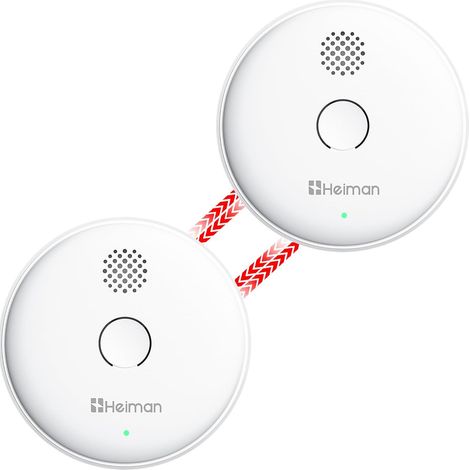 Détecteur de fumée interconnecté avec Batterie 10 Ans, Alarme sonore de 85 DB，Blanc (2) (1/5)