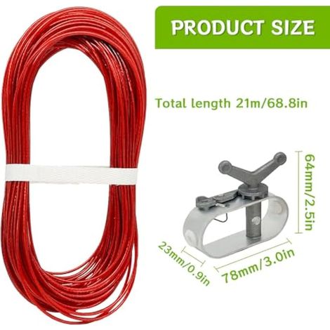 Cable et cliquet pour couverture de piscine pour la fixation des couvertures de piscine(Longueur 21m) (1/4)
