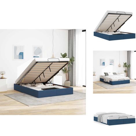 Ottoman-Bett ohne Matratze Blau 140x190 cm Stoff - Ottoman-Bett - Ottoman-Betten - Bettrahmen - Bettgestell (1/5)