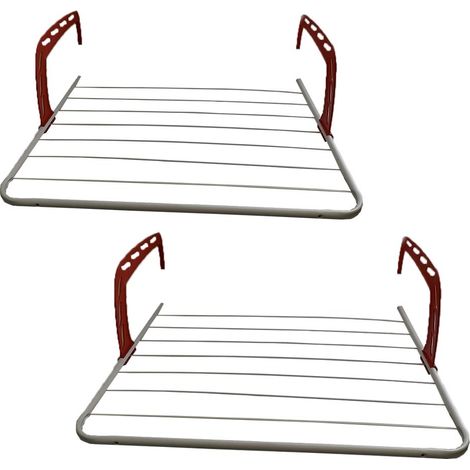 Stendibiancheria per balcone termosifone set2 stendini stendi panni bucato 5 metri lineari di stenditura cada uno acciaio bianco (1/5)