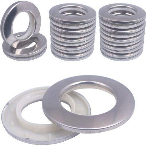 20 Pcs 2-in-1 Stainless Steel Curtain Rings, 42mm Clip-on Plastic Metal Eyelets, Curtain Rings for Curtain Rods, for Bedroom, Shower, Dressing Room (1/5)