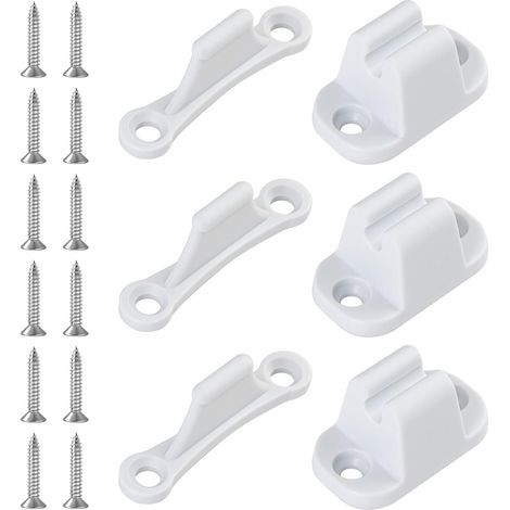 Lot de 3 butées de porte extérieures en plastique blanc pour caravane, camping-car, bateau, avec 12 vis, accessoires de camping (1/5)