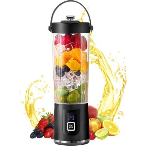 Portable blender, small milkshake maker with LED display, rechargeable juice blender with large capacity battery, ideal for travel, office, gym and home. (1/4)