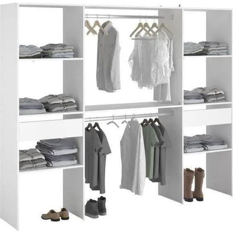 ekipa ARTIC Kleiderschrank weiß satiniert 220x180x40 cm
