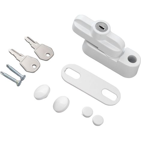 Verrou de fenêtre extérieur en alliage d'aluminium, antivol, à boucle plate, pour fenêtres simples et doubles, blanc. (1/5)