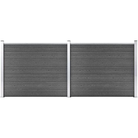 Ensemble de panneaux de clôture WPC 353 x 146 cm Noir (1/5)