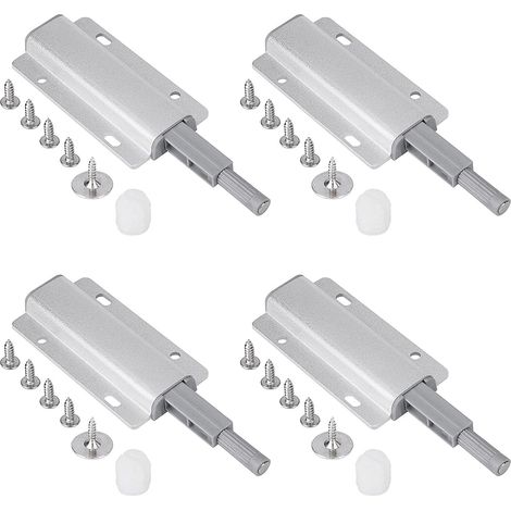 4 pièces loquet magnétique pour ouvre-porte à poussoir, ouvre-porte à poussoir pour ouvrir l\'aimant d\'ouvre-porte, ferme-porte magnétique à poussoir (argent)-Fei Yu (1/5)