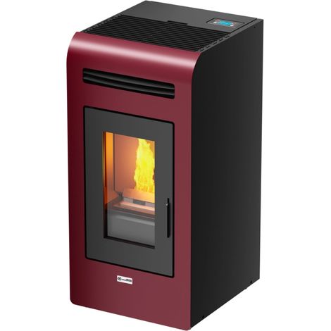 stufa a pellet canalizzata canadian stove "vancouver 14c" bordeaux 12,5 kw