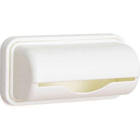 Support de sac poubelle mural, distributeur de déchets en plastique sans perceuse pour la cuisine domestique blanc (1/5)